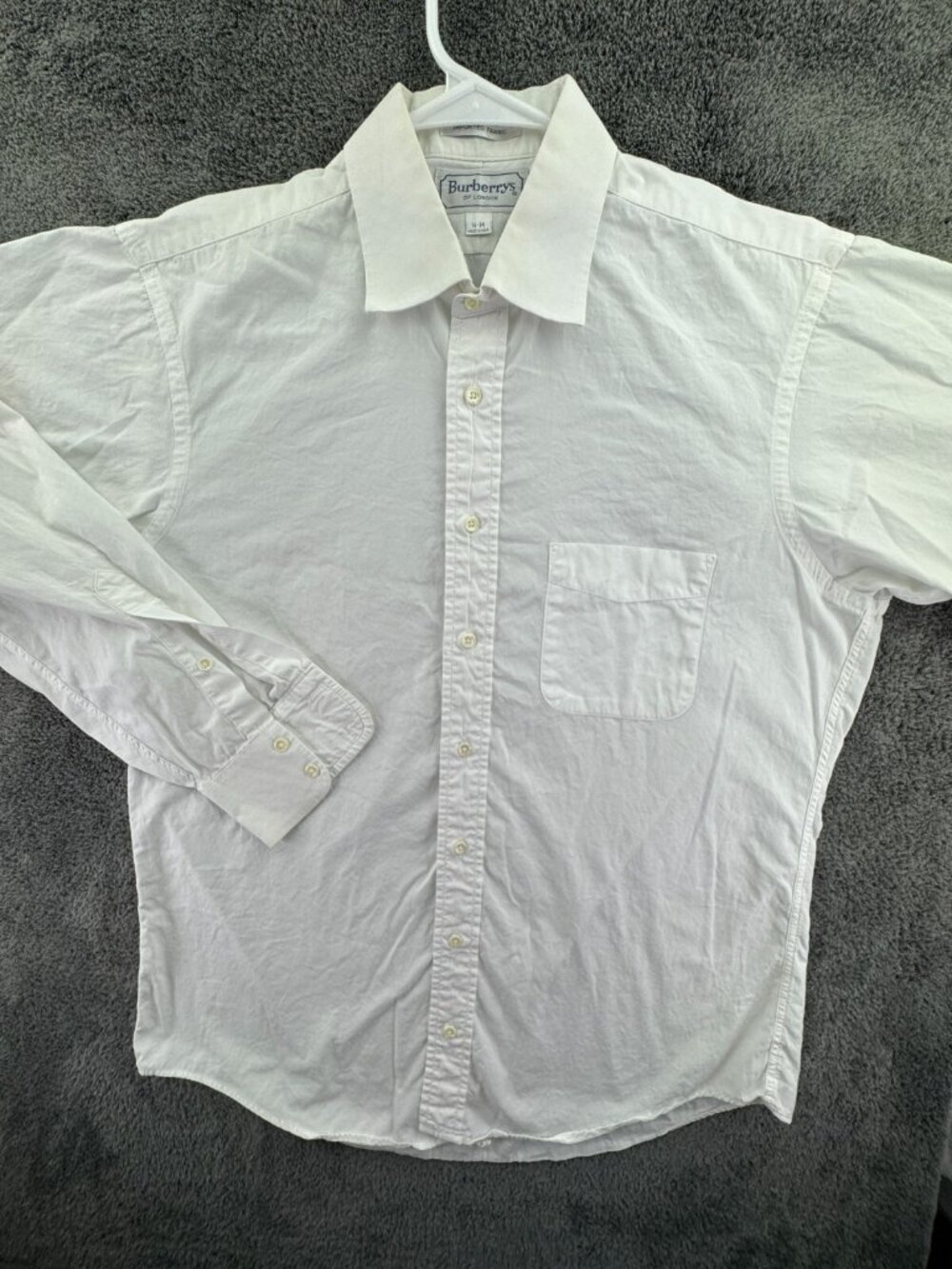 Burberry London Long Sleeve White Button Up Shirt 16 34 USA Made Cotton Adult - Picture 2 of 14